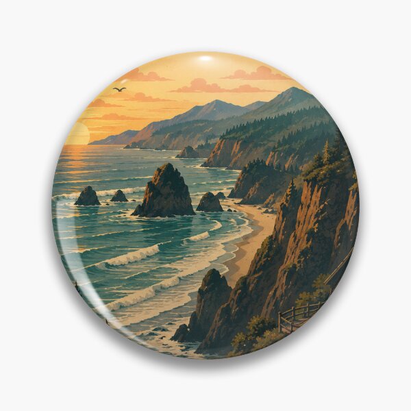 Item preview, Oregon Coast Vintage Travel Poster | Retro Coastal Landscape Art designed and sold by DESPOT07.
