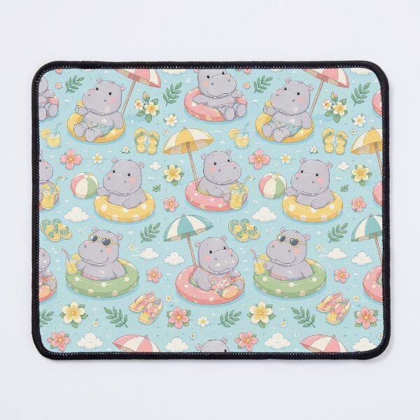 Item preview, Hippo Summer Pool Pattern designed and sold by Soft Berry Studio.