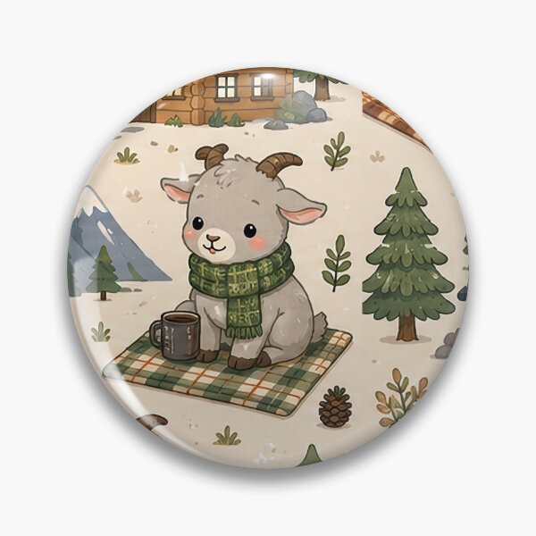 Item preview, Goat Cozy Mountain Cabin Pattern designed and sold by Soft Berry Studio.