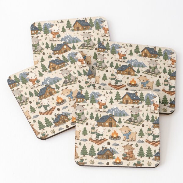 Item preview, Goat Cozy Mountain Cabin Pattern designed and sold by Soft Berry Studio.