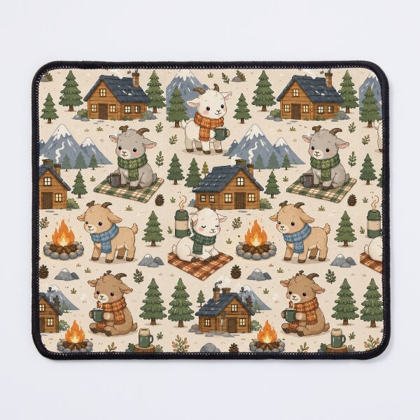 Item preview, Goat Cozy Mountain Cabin Pattern designed and sold by Soft Berry Studio.