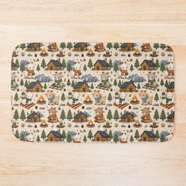Item preview, Goat Cozy Mountain Cabin Pattern designed and sold by Soft Berry Studio.