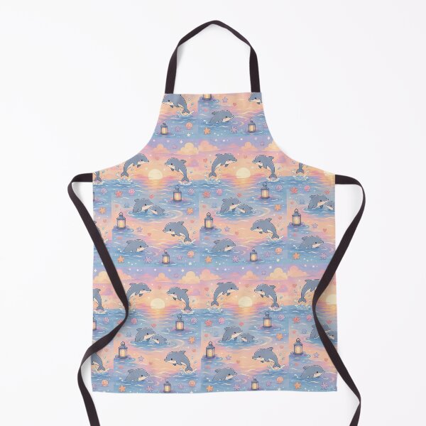 Item preview, Dolphin Cozy Ocean Sunset Pattern designed and sold by Soft Berry Studio.