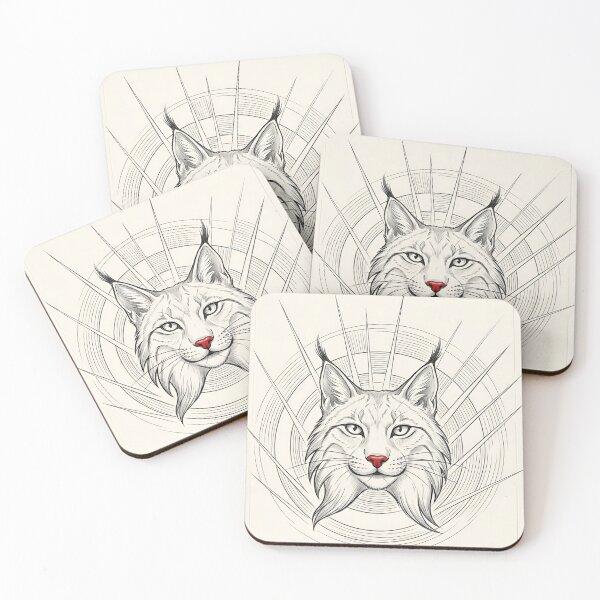 Item preview, Geometric Lynx – Wild Cat Line Art with Red Nose designed and sold by Gabissq.