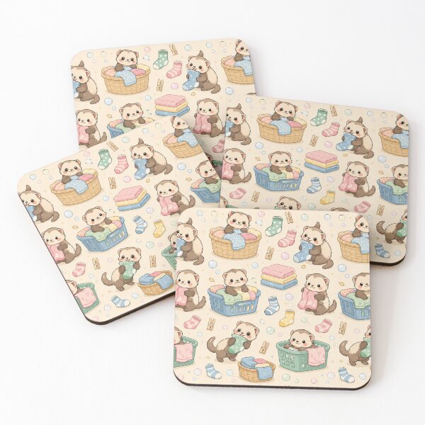 Item preview, Ferret Cozy Laundry Day Pattern designed and sold by Soft Berry Studio.