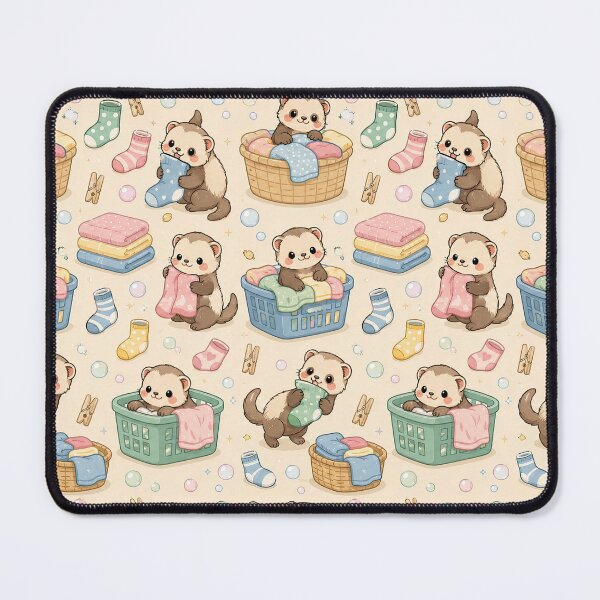 Item preview, Ferret Cozy Laundry Day Pattern designed and sold by Soft Berry Studio.