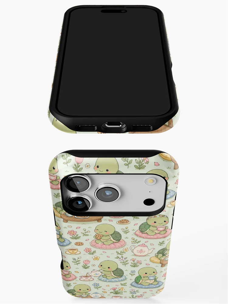 Thumbnail 3 of 4, iPhone Case, Turtle Spring Garden Tea Pattern designed and sold by Soft Berry Studio.