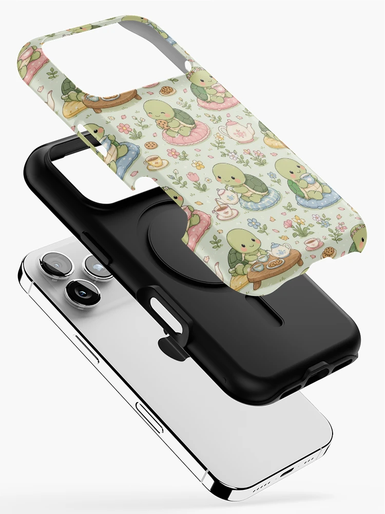 Thumbnail 2 of 4, iPhone Case, Turtle Spring Garden Tea Pattern designed and sold by Soft Berry Studio.