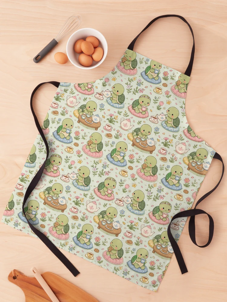 Thumbnail 1 of 6, Apron, Turtle Spring Garden Tea Pattern designed and sold by Soft Berry Studio.