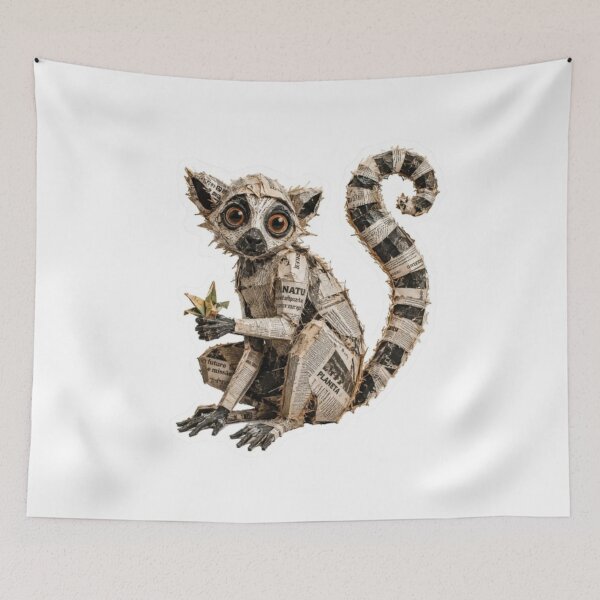 Item preview, Whimsical Newspaper Straw Lemur designed and sold by Snurly.