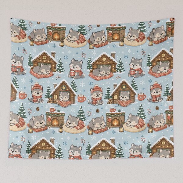 Item preview, Wolf Pup Winter Cabin Pattern designed and sold by Soft Berry Studio.