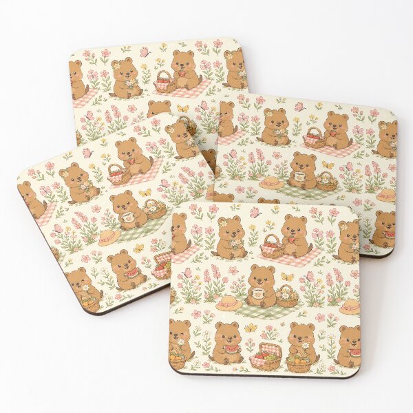 Item preview, Quokka Cozy Flower Picnic Pattern designed and sold by Soft Berry Studio.