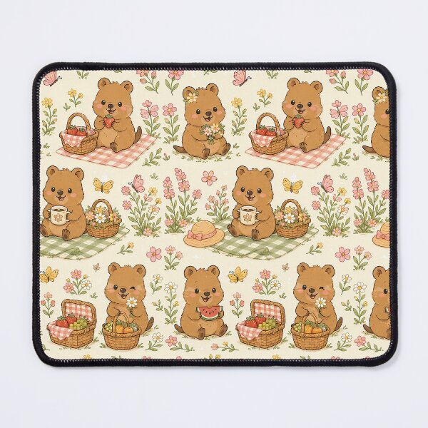 Item preview, Quokka Cozy Flower Picnic Pattern designed and sold by Soft Berry Studio.