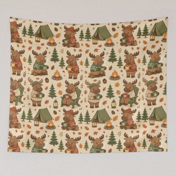 Item preview, Moose Autumn Camp Mug Pattern designed and sold by Soft Berry Studio.