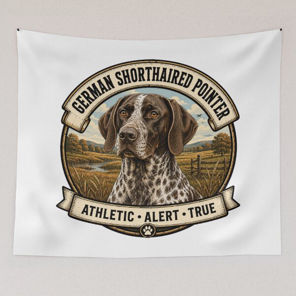 Item preview, German Shorthaired Pointer - Athletic, Alert, True - Vintage Dog Badge designed and sold by TheCanineCanvas.