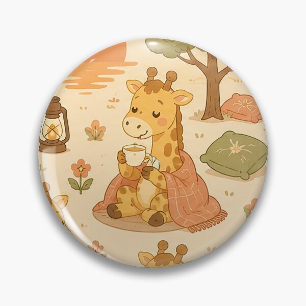 Item preview, Giraffe Cozy Sunset Tea Pattern designed and sold by Soft Berry Studio.