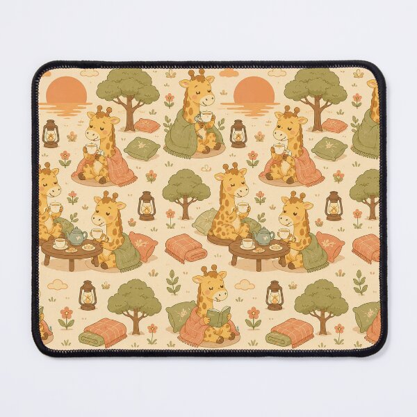 Item preview, Giraffe Cozy Sunset Tea Pattern designed and sold by Soft Berry Studio.