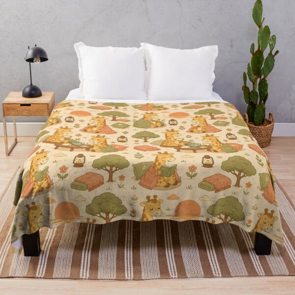Item preview, Giraffe Cozy Sunset Tea Pattern designed and sold by Soft Berry Studio.