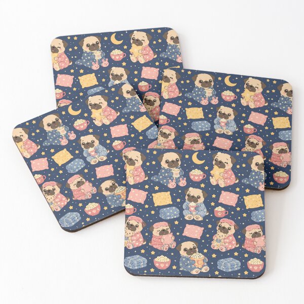 Item preview, Pug Cozy Pajama Party Pattern designed and sold by Soft Berry Studio.