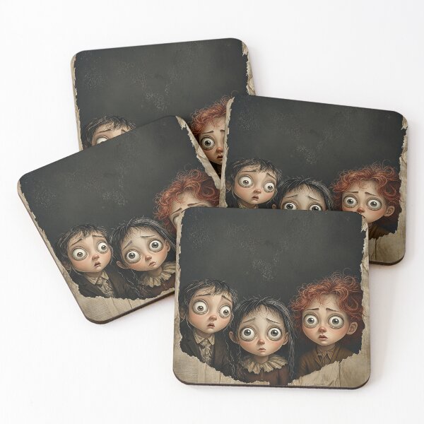 Item preview, Creepy Big-Eyed Gothic Children – Whimsical Dark Fantasy Portrait designed and sold by WhimsyWink.