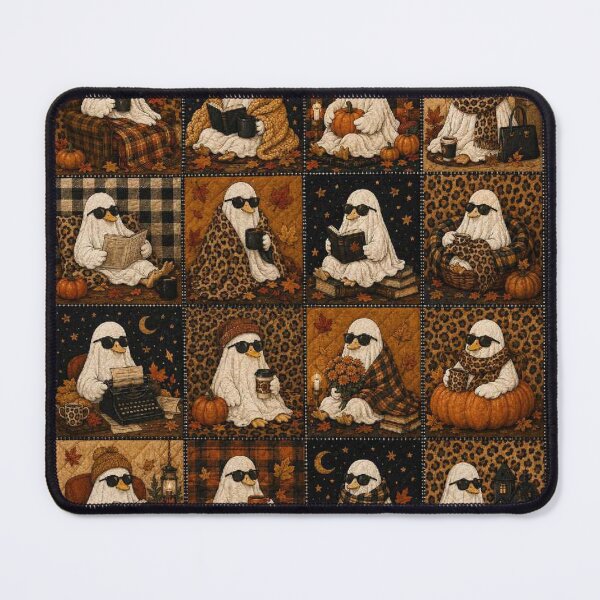 Item preview, Cozy Boujee Ghost Duck Fall Quilt Leopard Print Halloween designed and sold by Yellowriversss.