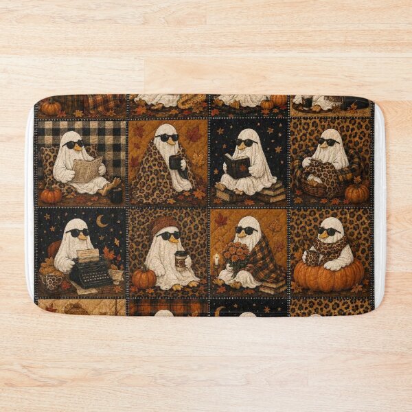 Item preview, Cozy Boujee Ghost Duck Fall Quilt Leopard Print Halloween  designed and sold by Yellowriversss.
