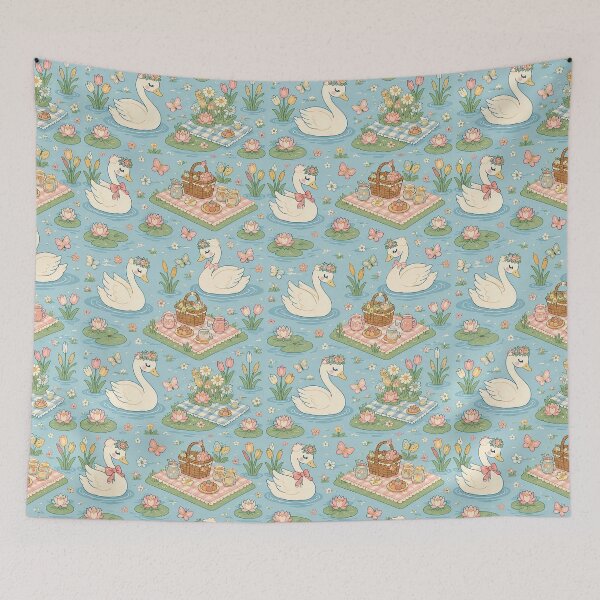 Item preview, Swan Spring Pond Picnic Pattern designed and sold by Soft Berry Studio.
