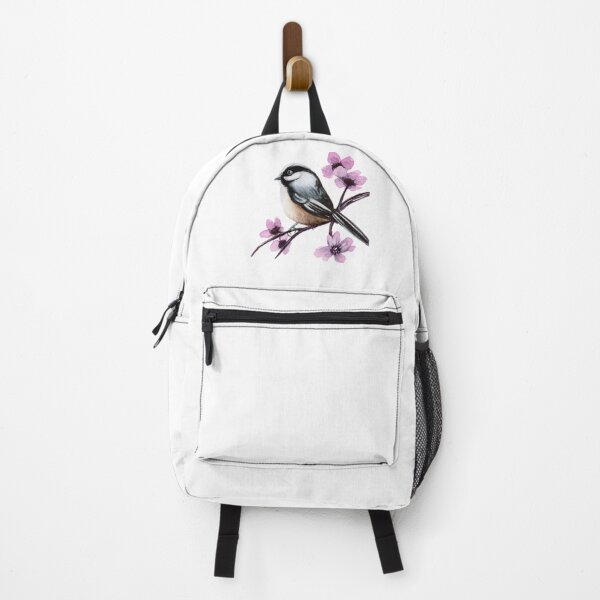 Item preview, Chickadee bird and cherry blossoms watercolour painting designed and sold by Funsize-Art.