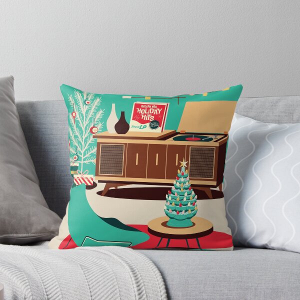 Item preview, MCM Merry Christmas Mid Century style Retro Hi-Fi record player in a living room with retro furniture designed and sold by Jdawnink.