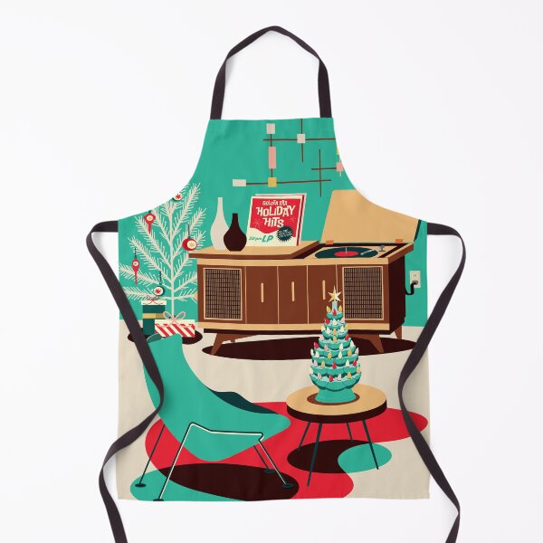 Item preview, MCM Merry Christmas Mid Century style Retro Hi-Fi record player in a living room with retro furniture designed and sold by Jdawnink.