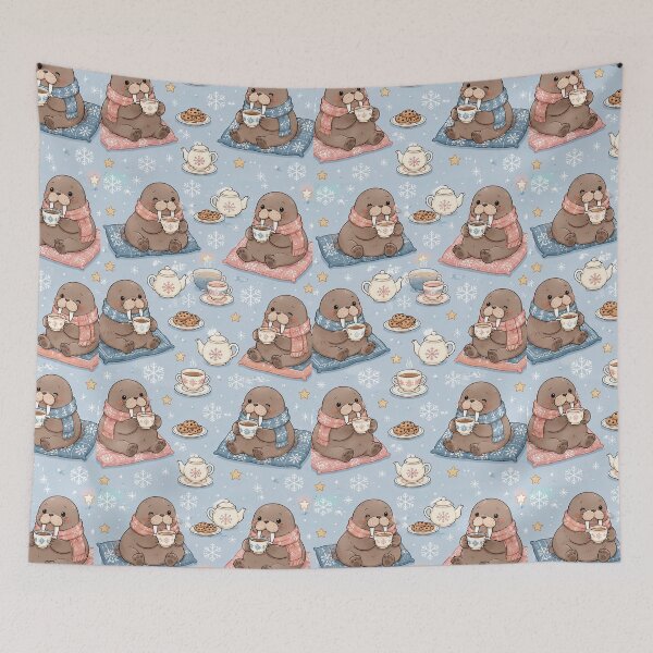 Item preview, Walrus Winter Tea Pattern designed and sold by Soft Berry Studio.