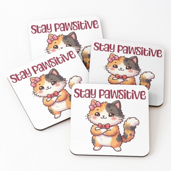 Item preview, Stay Pawsitive Cute Pet Lover Calico Cat Cartoon Kitten designed and sold by PrintforDesign.