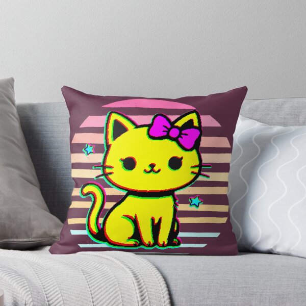 Item preview, Kawaii Neon Vaporwave Kitten | Retro 80s Glitch Cat designed and sold by AstronautMerch.