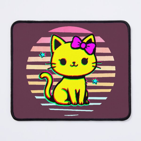 Item preview, Kawaii Neon Vaporwave Kitten | Retro 80s Glitch Cat designed and sold by AstronautMerch.
