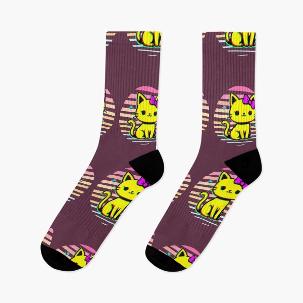 Item preview, Kawaii Neon Vaporwave Kitten | Retro 80s Glitch Cat designed and sold by AstronautMerch.