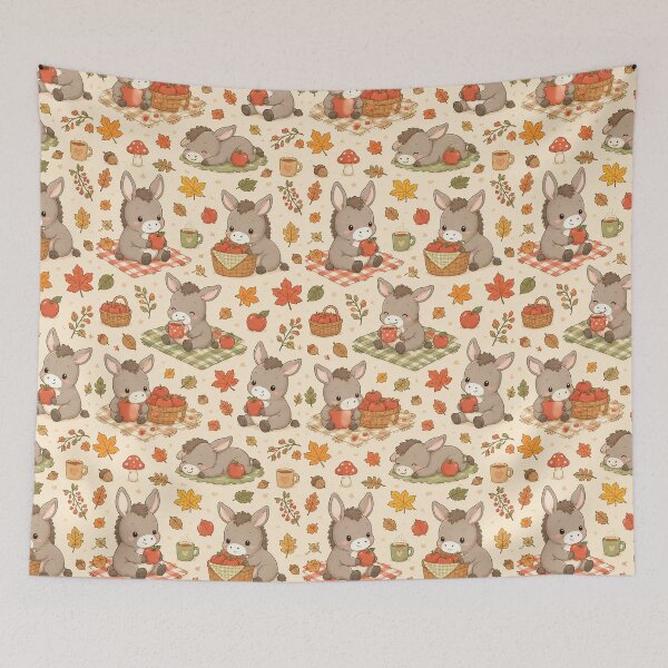 Item preview, Baby Donkey Autumn Apple Picnic Pattern designed and sold by Soft Berry Studio.