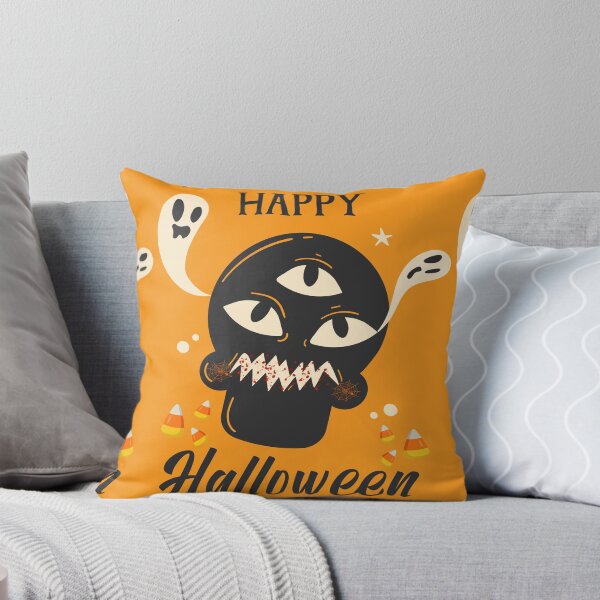 Item preview, Retro Three-Eyed Skull and Cute Ghosts Happy Halloween  designed and sold by VibranPalette.