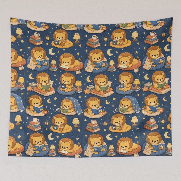 Item preview, Baby Lion Cozy Storytime Pattern designed and sold by Soft Berry Studio.