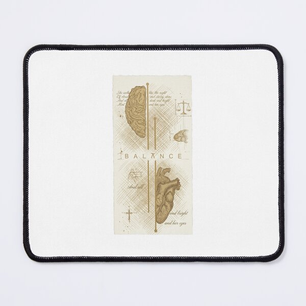 Item preview, Balance - Brain and Heart Detailed Sketch Art with Poetry and Vintage Elements designed and sold by MotoRawSTR.