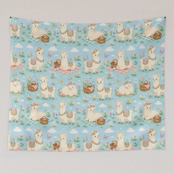 Item preview, Llama Spring Meadow Pattern designed and sold by Soft Berry Studio.