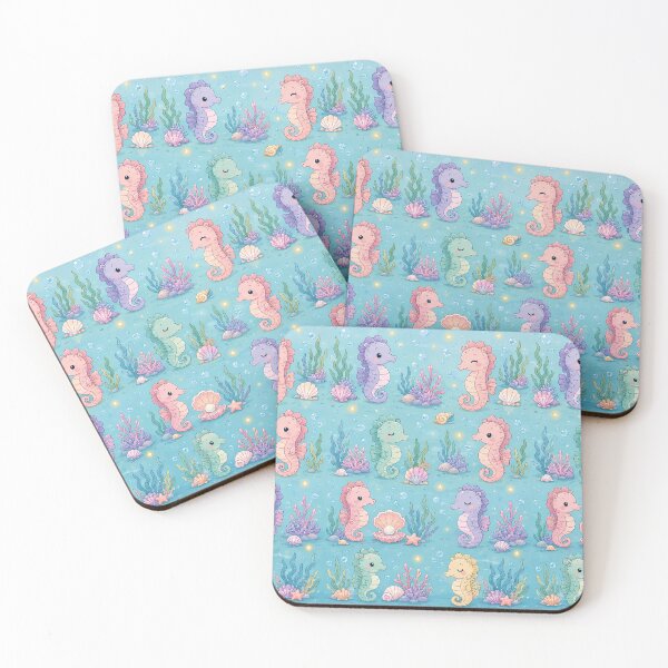 Item preview, Seahorse Cozy Coral Garden Pattern designed and sold by Soft Berry Studio.