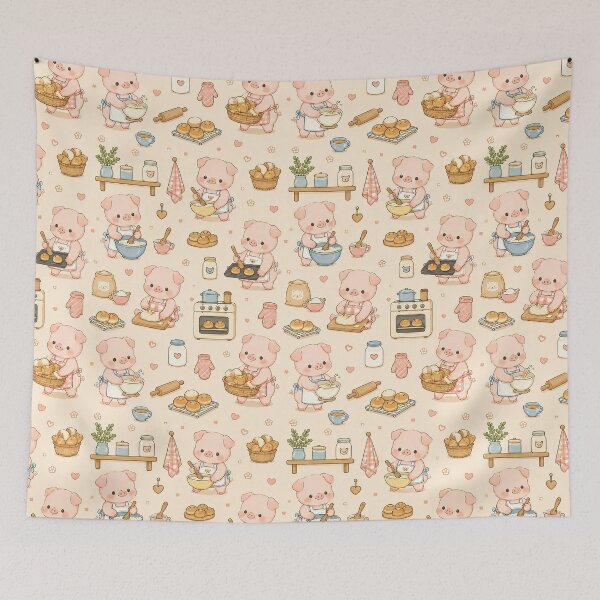 Item preview, Mini Pig Cozy Kitchen Pattern designed and sold by Soft Berry Studio.
