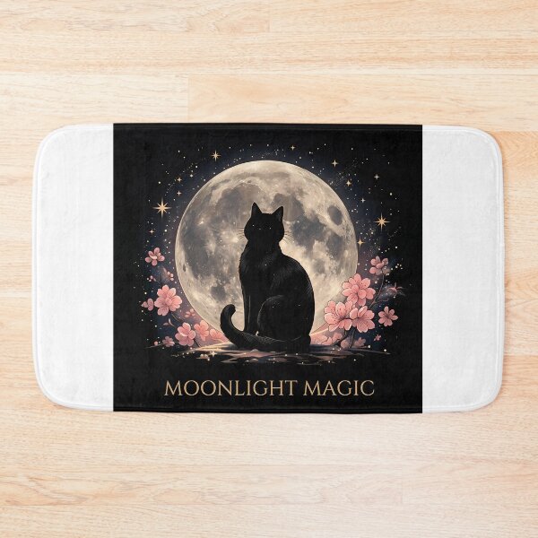 Item preview, Moonlight Magic Black Cat Aesthetic Moon & Cherry Blossom designed and sold by WonderDokkan.