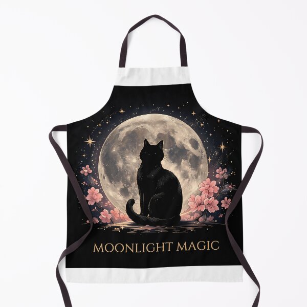 Item preview, Moonlight Magic Black Cat Aesthetic Moon & Cherry Blossom designed and sold by WonderDokkan.