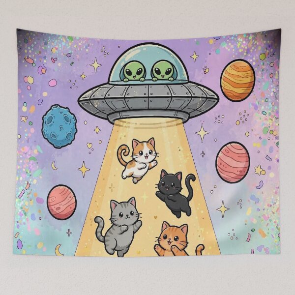 Item preview, Cute Cats Alien Abduction Adventure designed and sold by Rohan132.