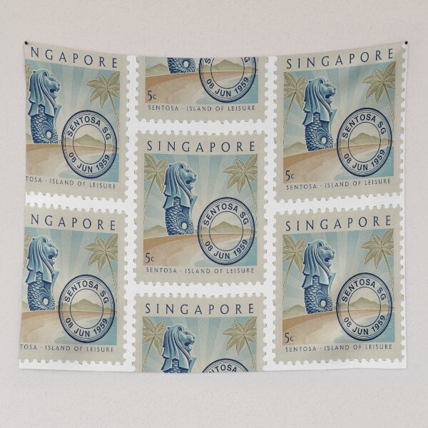 Item preview, Sentosa Singapore Merlion Island Beach Stamp Sticker designed and sold by stickercuffs.