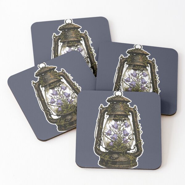 Item preview, Vintage Lantern with Purple Bellflowers Botanical Illustration designed and sold by SimplePoDesign.