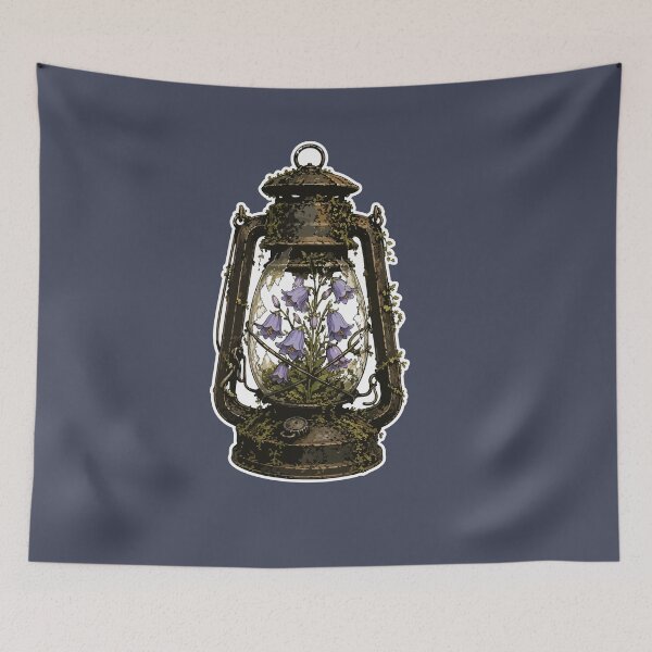 Item preview, Vintage Lantern with Purple Bellflowers Botanical Illustration designed and sold by SimplePoDesign.