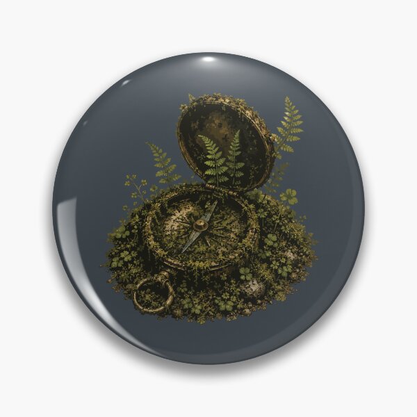 Item preview, Vintage Compass Reclaimed by Moss Woodland Nature Illustration designed and sold by SimplePoDesign.
