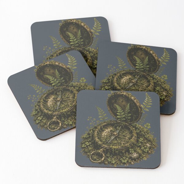 Item preview, Vintage Compass Reclaimed by Moss Woodland Nature Illustration designed and sold by SimplePoDesign.